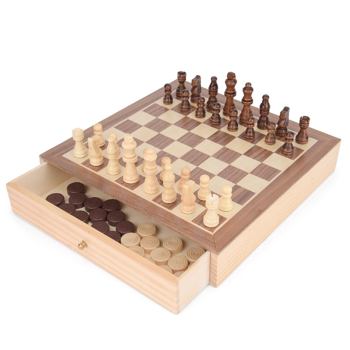 Toyrific 2 in 1 Board Games Chess Set and Draughts Board Games, Traditional Game for Kids & Adults