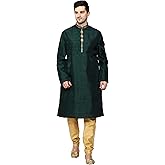 ITOS365 Men's Tunic Art Silk Kurta Pajama Pyjama Set Wedding Indian Clothing Casual Party Dress Gifts Items
