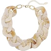 Bocar Statement Chunky Acrylic Cuban Choker Necklace Fashion Bib Collar Chain Necklace for Women(NK-10666)