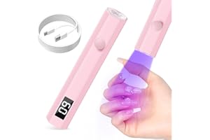 mlogiroa UV Nail Light Handheld UV Light for Nails 3W Portable Led Lamp with 2 Timer Settings 20/60s for Gel Polish Home DIY Salon Women(Pink)