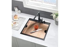 21 Inch Bar Sink Drop in-VASOYO 21x20 Inch Black Drop in Bar Sink Workstation Sink 16 Gauge Stainless Steel Single Bowl Small