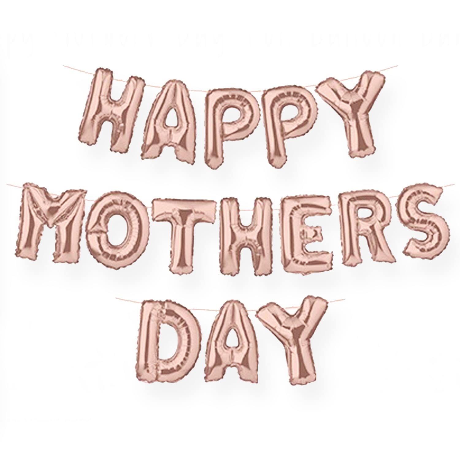 AKH® Happy Mother's Day Foil Balloon Banner | 16" - Inflated Size | RoseGold Mum Day Balloon Decor| Mothers Day Decorations | Blow Tube And Ribbon Included | Mother’s Day Party Balloons Set