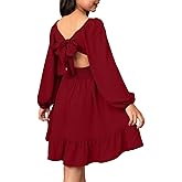 blibean Girls Long Sleeve Tie Back Dress Tween Fall Off Shoulder Dress Size 6-15 Years