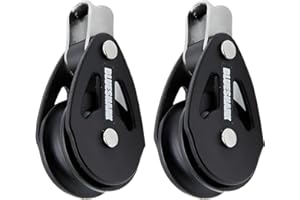 BLUESHARK 28mm Single-Fixed Sailing Block 2100-6061T6 Aluminum Alloy Marine Pulley w/Delrin Ball Bearings 316 Stainless Steel Hardware Corrosion Resistant for Sailboat Traveler Outhaul(2-Pack)