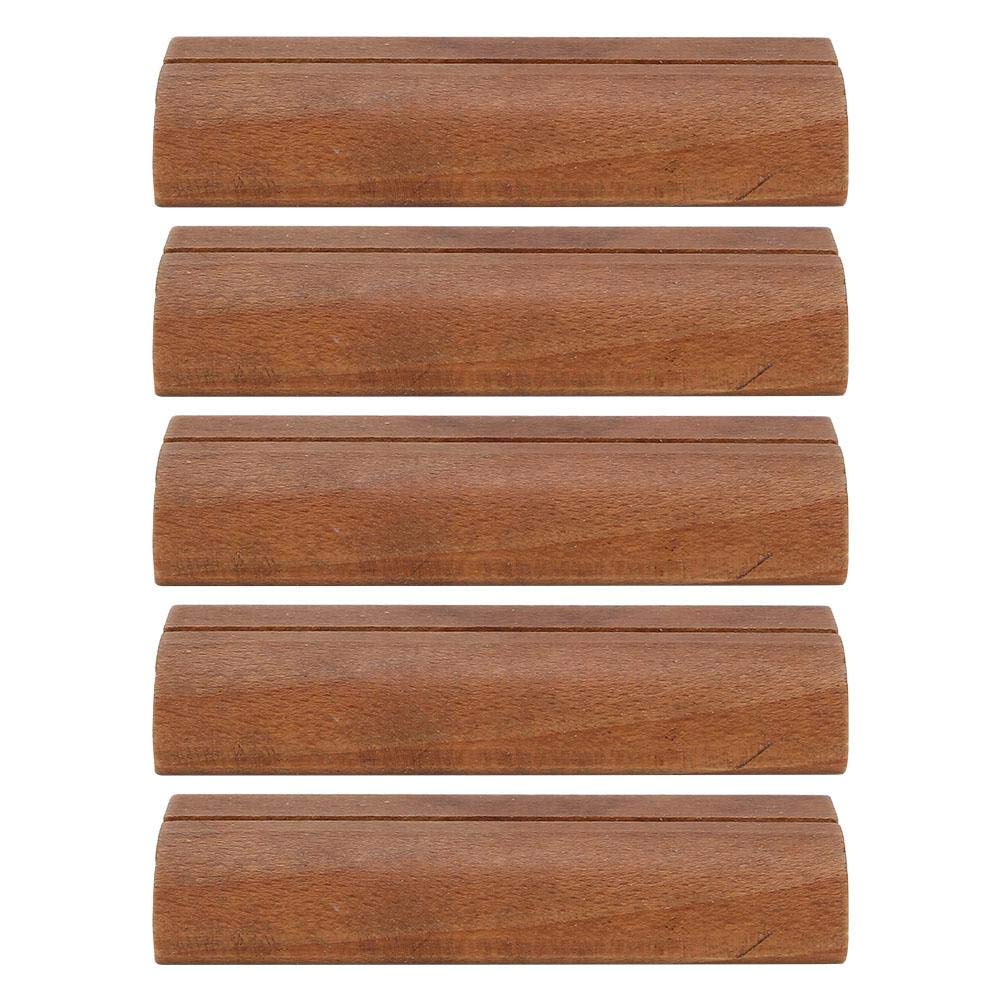 Wooden Place Card Holders, 5Pcs Wood Table Number Card Stands for Wedding Party Party Events Decoration Dark Color for Table Name Tags Seating Organization