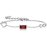 E Infinity Heart Bracelet 925 Sterling Silver Birthstone Adjustable Bracelet for Women, Friendship Birthday Anniversary Jewelry Gifts for Her Best Friend Mom Wife Girlfriend