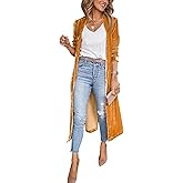 Women's Long Velvet Cardigan Jacket Lapel Collar Open Front Vintage Cardigan Sweater with Pocket