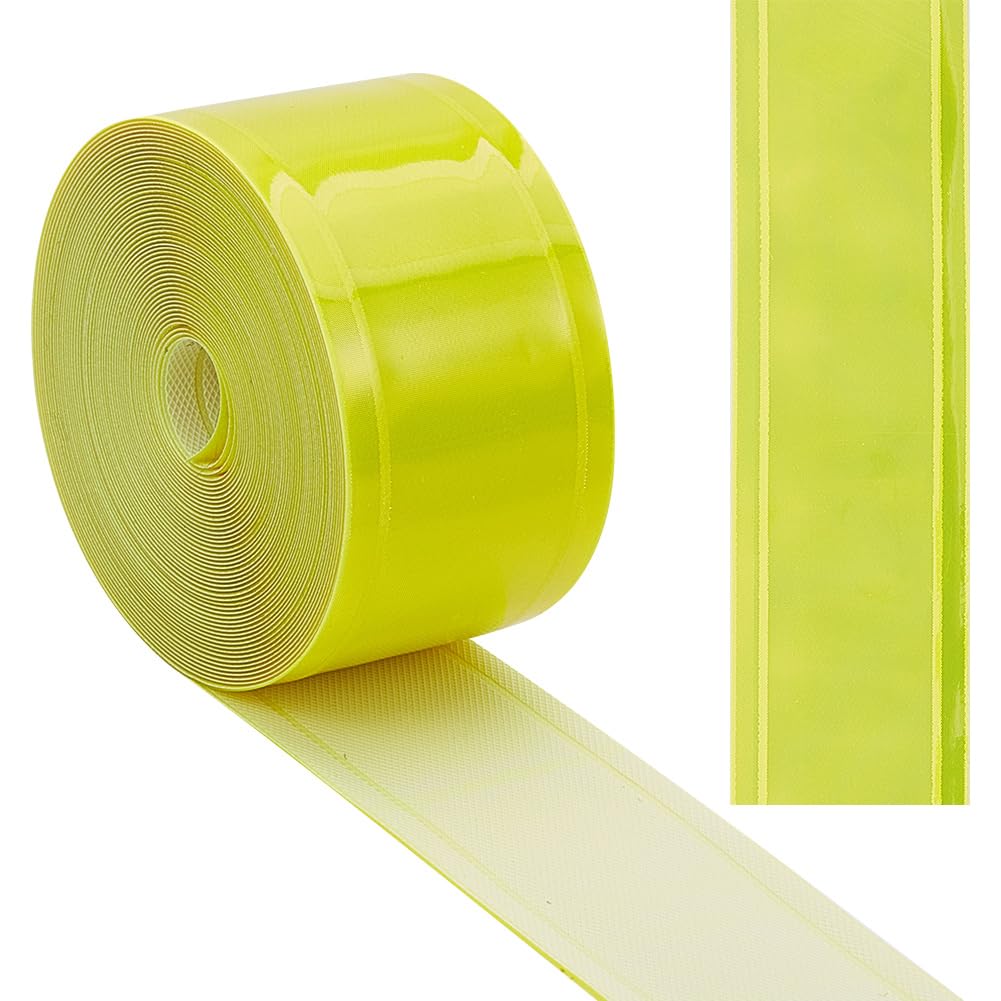 GORGECRAFT 5Yds*25mm Reflective Safety Tape Green Yellow Reflector Tapes High Visibility Sew On Security Webbing Warning for Clothes School Bags Raincoats Strollers Helmets Trucks