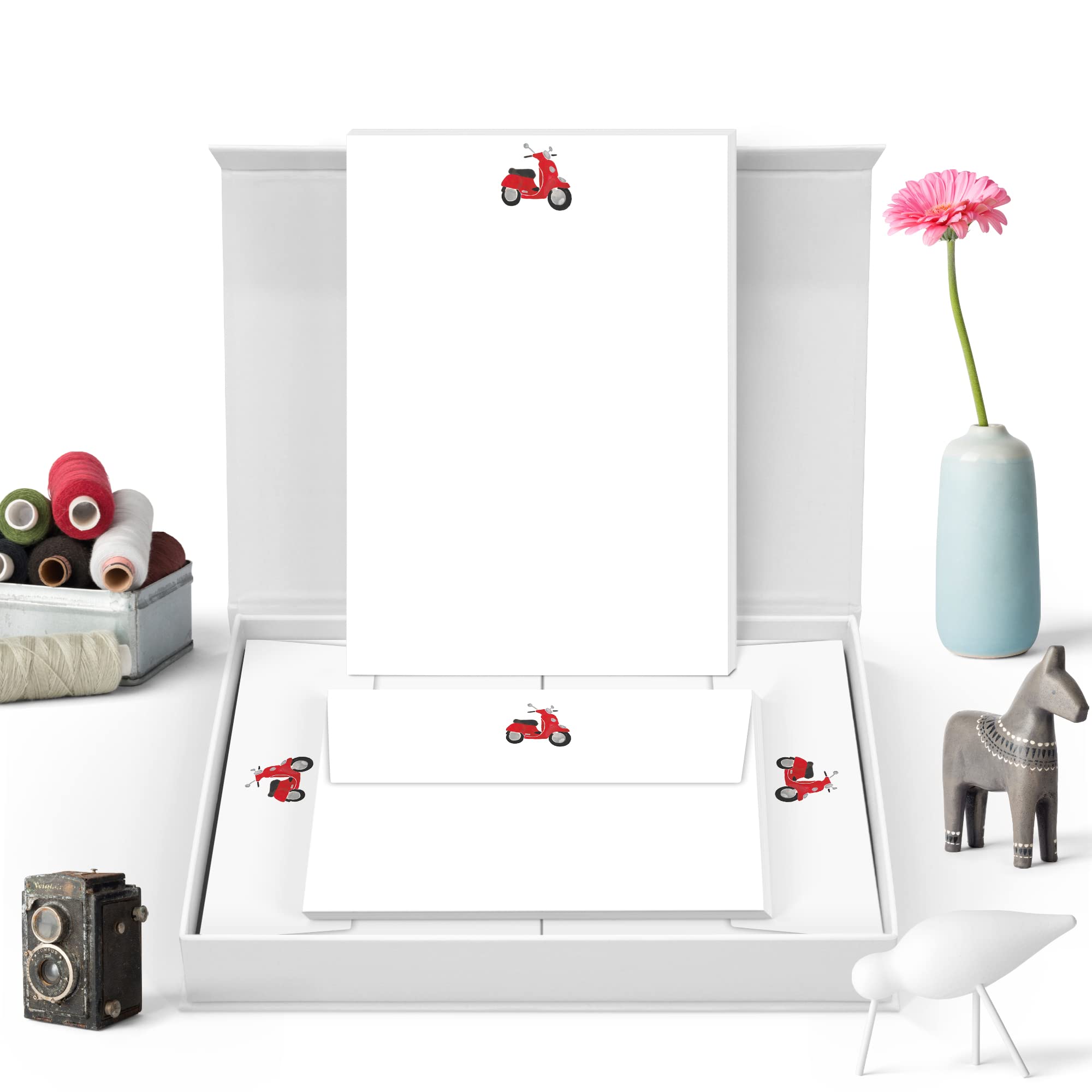 Me Loovely Italian Scooter Letter Writing Paper and Envelopes Set A5 Size Letters Papers Stationery Supplies for School Home & Office | Christmas Gifts (Pack of 40 with Gift Box)