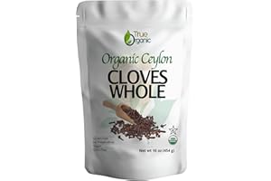 True Organic Ceylon Cloves Whole, 1 lb, Premium Grade, USDA Organic & Kosher Certified, Non-GMO, Fresh Organic Cloves Bulk, Ceylon Premium Quality (16 Ounces)