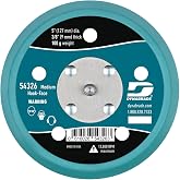 Dynabrade (54326) 5" (127 mm) Diameter Hook-Face Vacuum Sanding Disc Pad, Short Nap, Teal | 3/8" (10 mm) Thick Urethane Medium Density, Swirl-Free Finish, 5/16"-24 Male Thread