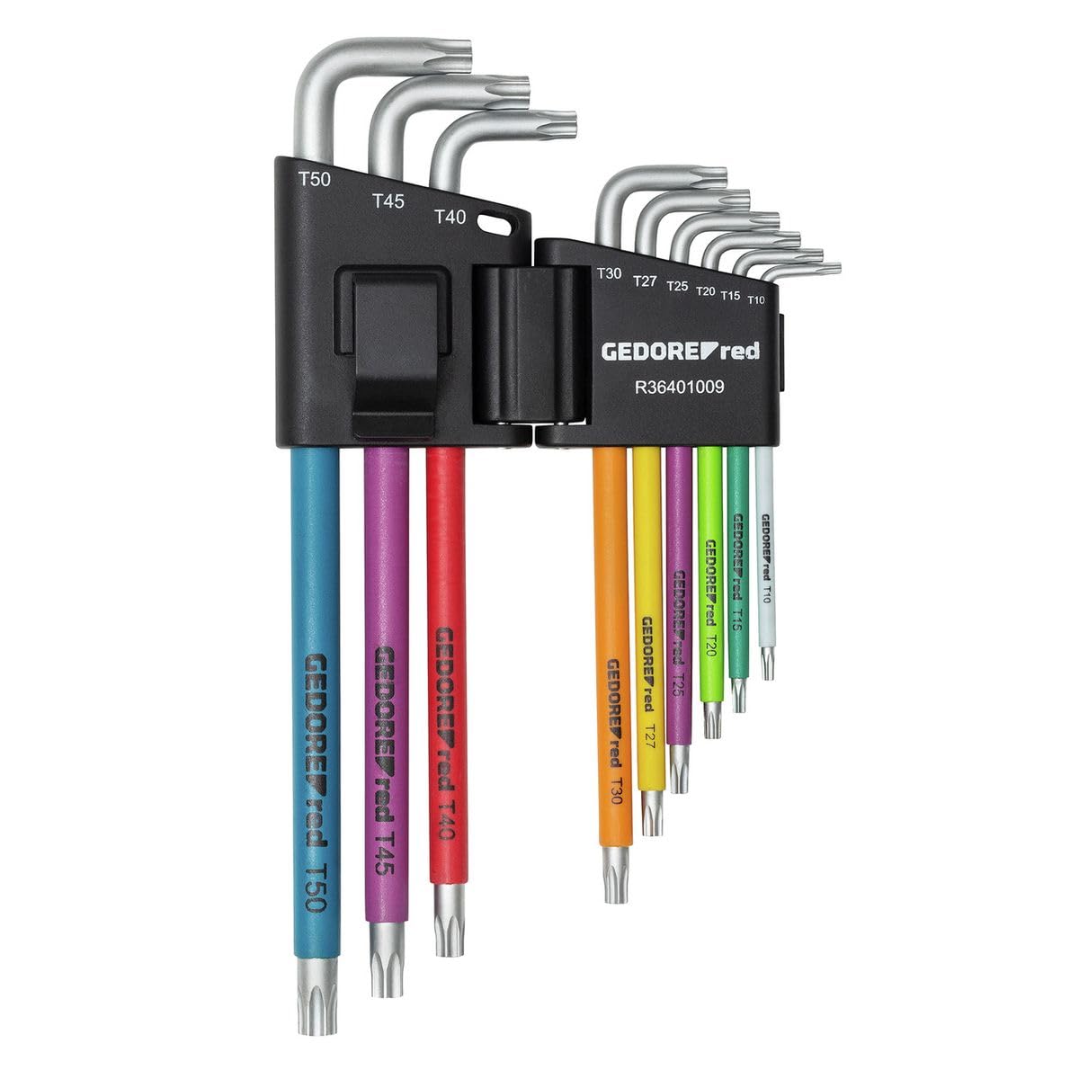 GEDOREred R36401009 Allen Key Set TX, T10 - T50, 9-Piece with Colour Coding