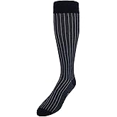 Trafalgar Men's Nigel Over The Calf Vertical Stripe Mercerized Cotton Socks