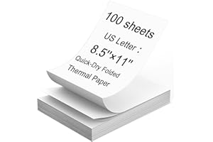 BAGVHANDBAGRO Thermal Printer Paper 8.5 x 11 Inch, 100 Sheets US Letter Size Thermal Paper, Compatible with M08F/A40 Thermal Portable Printer, Continual Feeding Folded Printing Paper (100 Sheets/Continuous Folding)