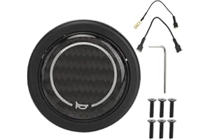 Carbon Fiber External Horn Button,Carbon Fiber Horn Push Button Kit for 6 Bolts for Steering Wheel Car Modified Accessory