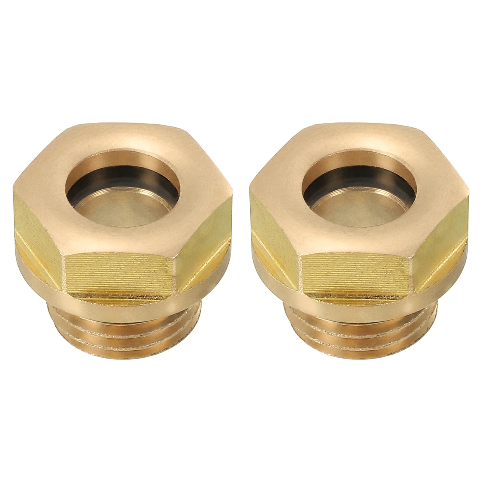PATIKIL Air Compressor Oil Sight Glass, 2 Pack M14*1.5 Male Thread Brass Oil Liquid Level Gauge Air Compressor Parts with O-Ring