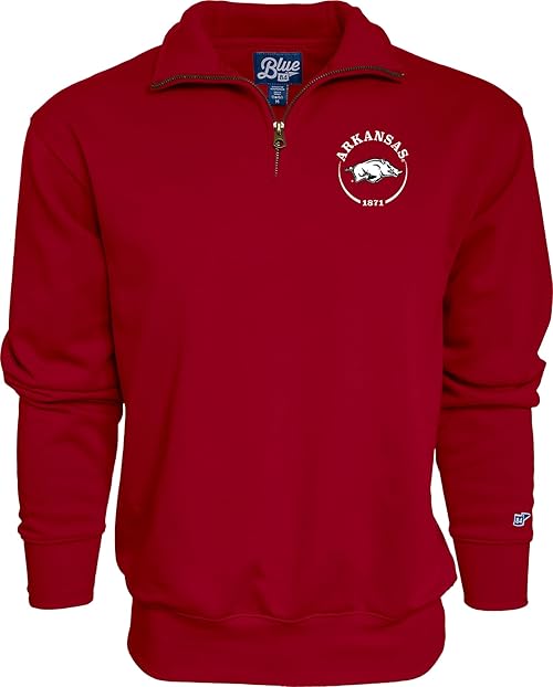 Blue 84 Standard NCAA Officially Licensed Quarter Zip Sweatshirt Left Chest Logo Team Color