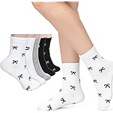 XLIUAX 5Pcs Crew Bow Socks, Women Cute Bow Socks, Mid Campus Style Sock for Cottagecore Girly Coquette Aesthetic Clothes, Size 5-9