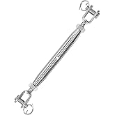 Jamiikury 2PCS M8 Jaw and Jaw Turnbuckle, Stainless Steel Turnbuckle Heavy Duty Turn Buckle, 4400lbs Working Load Limit, Durable for Wire Rope Cable