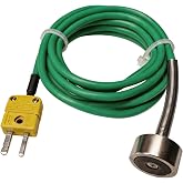 K Type Magnetic Thermocouple | Temperature Range: 0&deg;F&ndash;500&deg;F 79 inches | Flexible silicone material for pipes boilers engines ovens and industrial surface temperature measurement