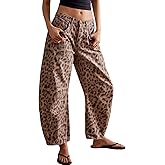 CHARTOU Women's Wide Leg Cropped Baggy Y2k Mid Rise Jeans - Boyfriend Harem Denim Pants