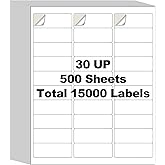 500 Sheets 15000 Address Labels, AveneMark 30-UP 1" x 2-5/8" Shipping Sticker Papers for Laser and Inkjet Printers, 30 Labels per Sheet