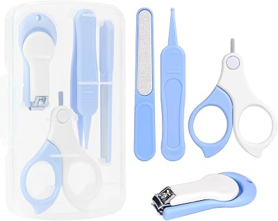 Vicloon 4 in 1 Baby Nail Kit Scissors Clippers Nail File Tweezers Portable Case