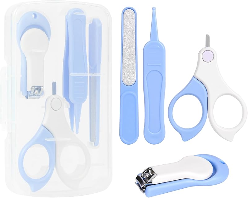 Vicloon 4 in 1 Baby Nail Kit Scissors Clippers Nail File Tweezers Portable Case