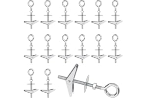 Swpeet 15 Set M6×70mm Eye Bolt Toggle Bolts and Wing Nut Kit with Hex Nuts, Washers Assortment Kit, Heavy Duty Butterfly Togg