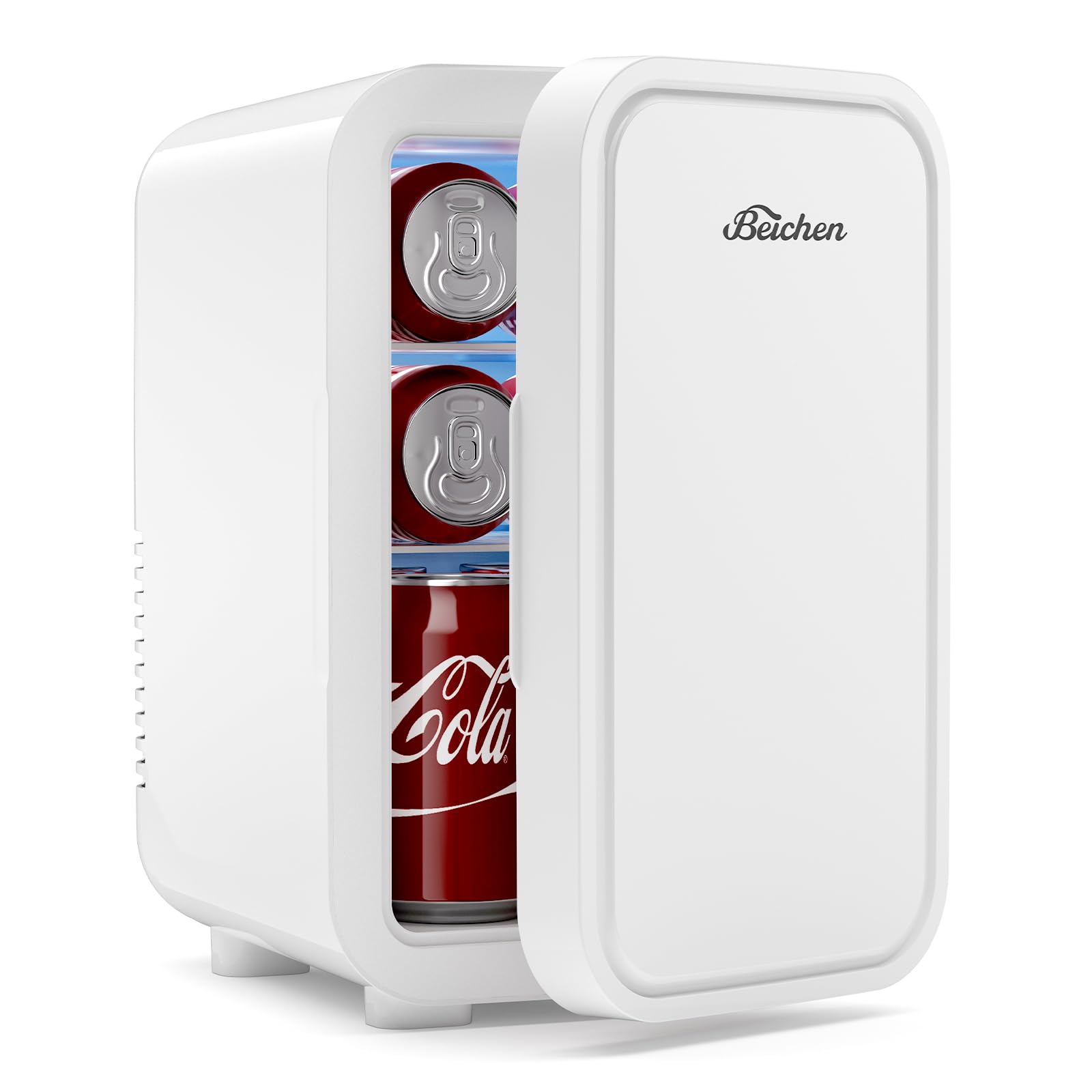 BEICHEN Mini Fridge,6 Liter / 8 Can Small Fridge for Bedroom, Car, Office & Dorm, 110V AC/DC Portable Thermoelectric Cooler & Warmer for Skincare, Food, Drinks, White