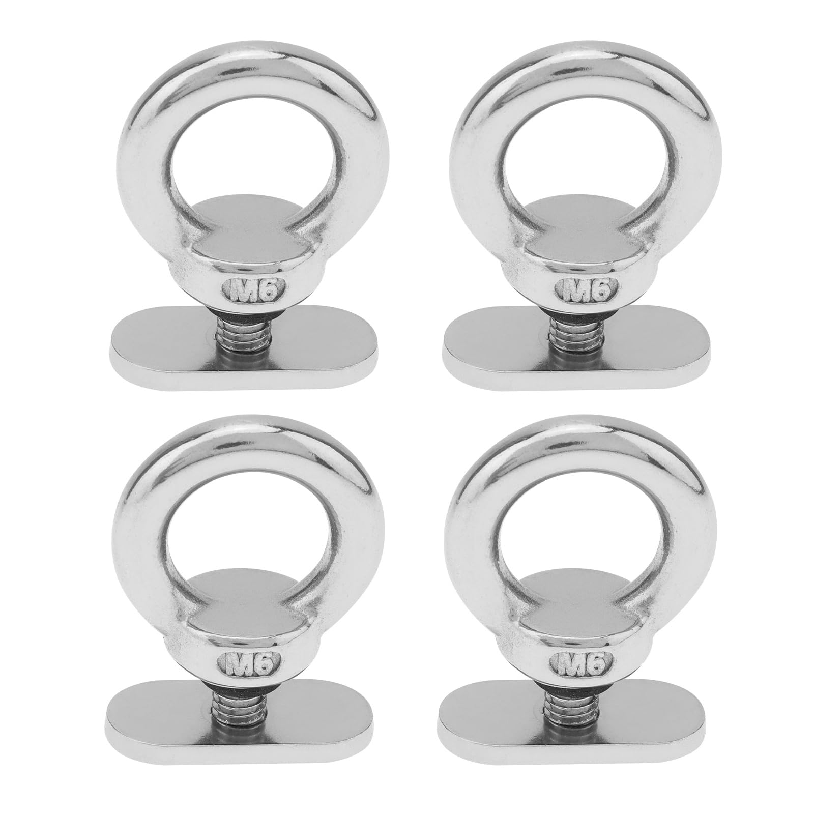 Smgda 4 Pack M6 Eye Bolts, 304 Stainless Steel Male Thread Lifting Ring Eye Bolts, Kayak Track Mount Tie Down Eyelet Rail for Living Lifting, Kayak Canoe Boat Rail Rope, Hold Bungee Cord and Ropes
