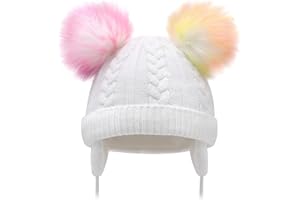 Duoyeree Toddler Winter Hat with Earflap Scarf Hood Thick Warm Kids Skull Cap for Baby Girls Boys