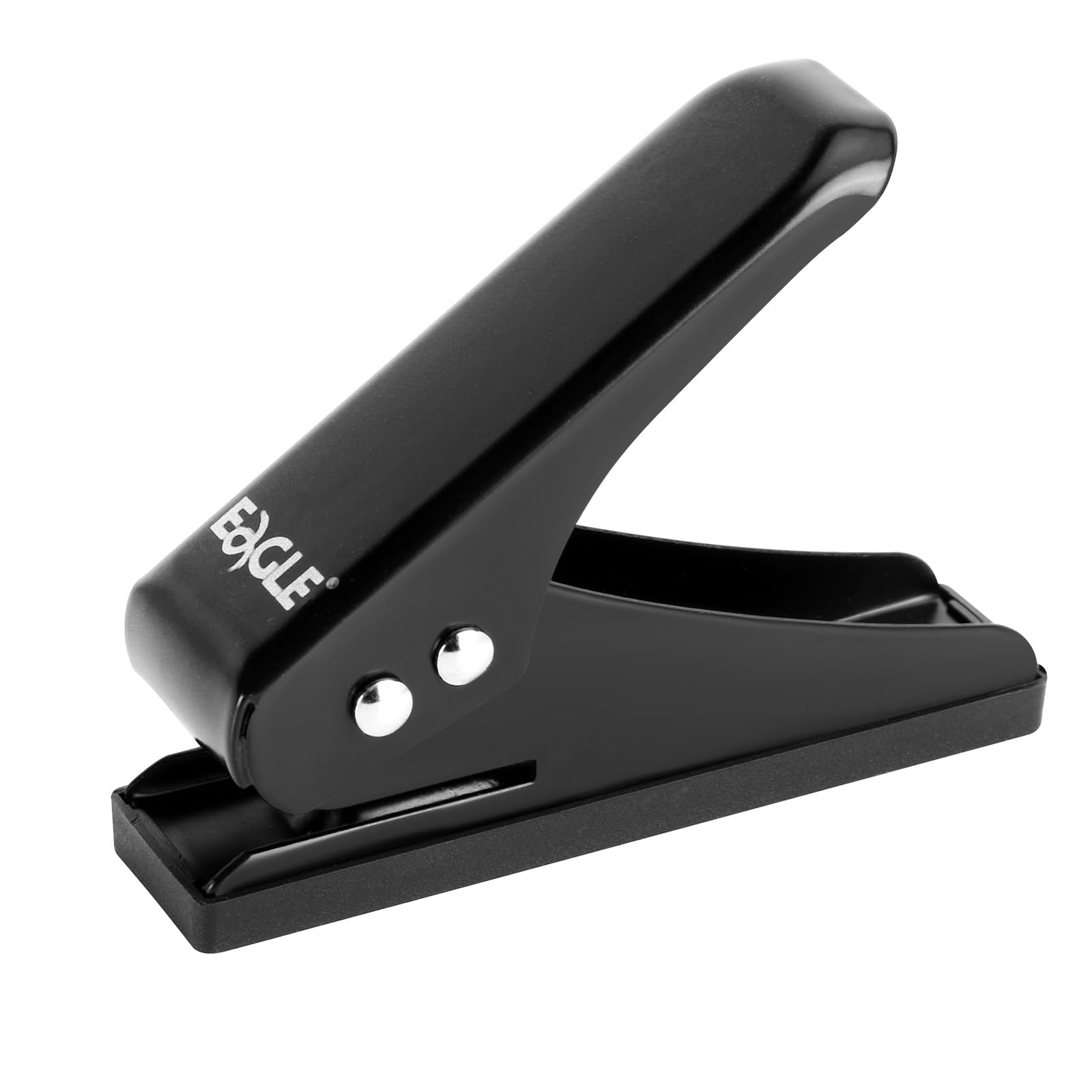 Eagle Low Force 1 Hole Punch, Single Hole Punch, Paper Punch, 1/4-Inch Hole, 12 Sheets Capacity, Metal, Black