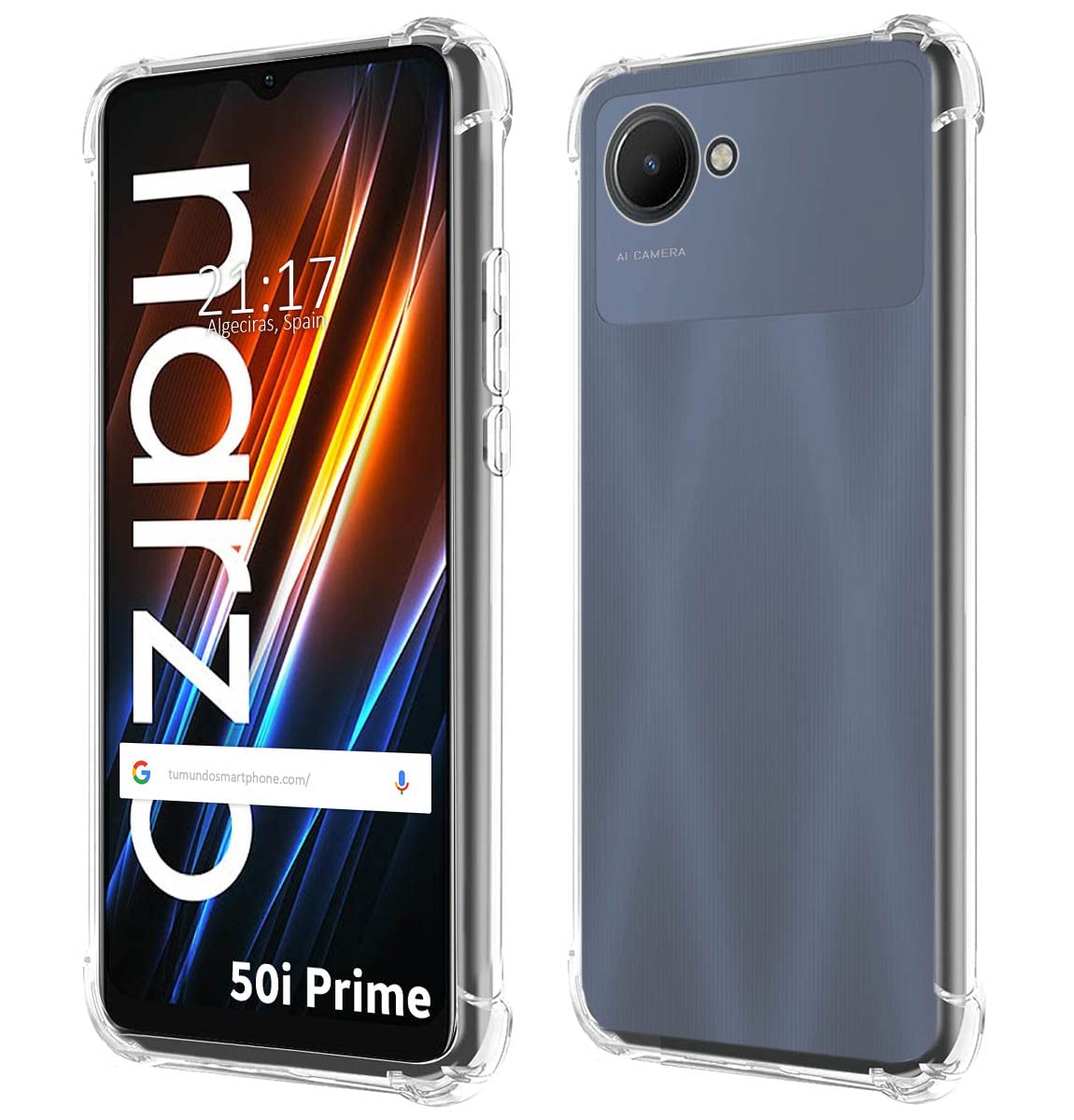 Tumundosmartphone Transparent Anti-Shock Silicone Case for Realme Narzo 50i Prime