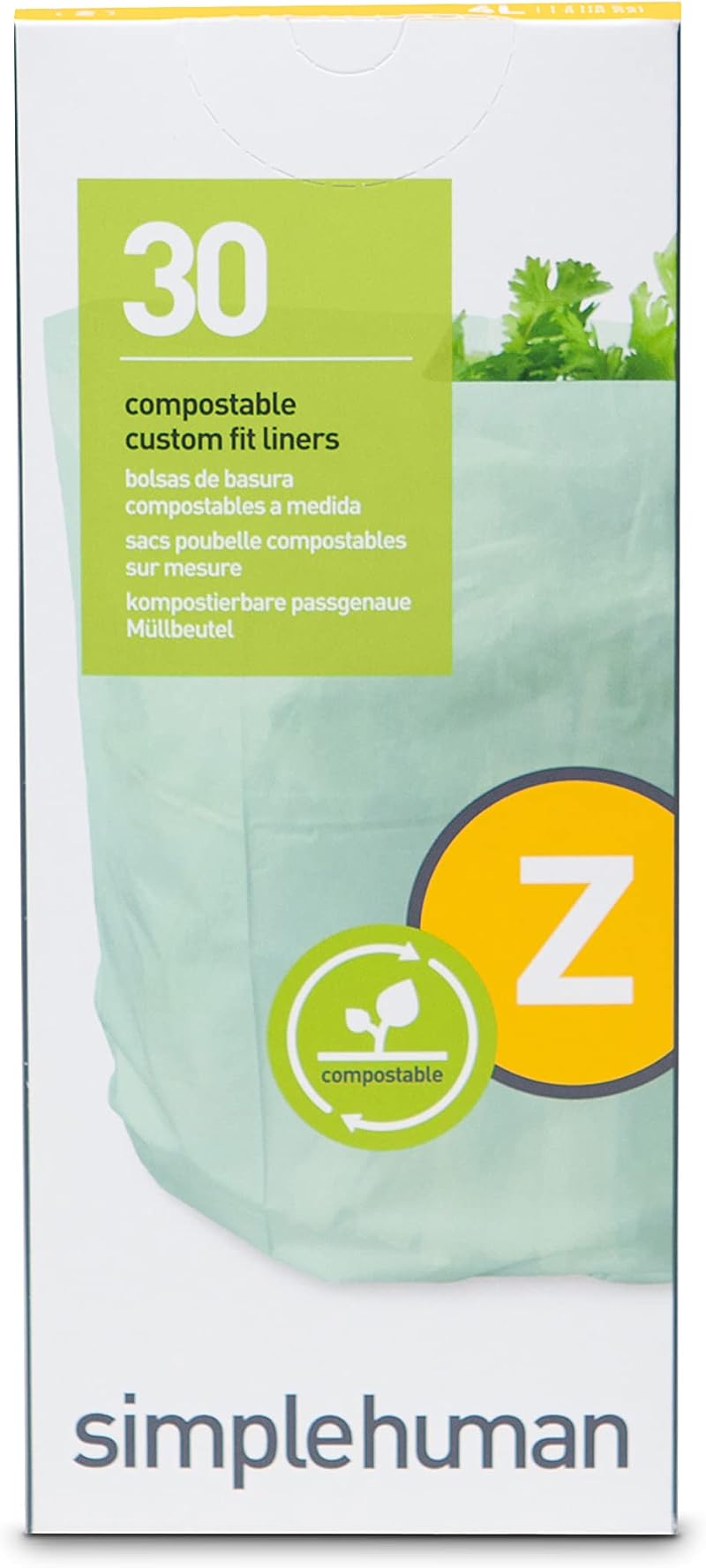 simplehuman Code Z 30 Liner Custom Fit Liner Compostable Dispenser