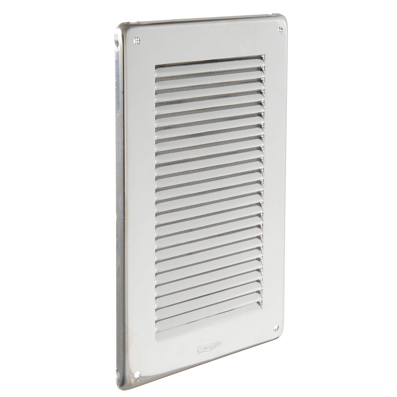 La Ventilazione GIN1424R Ventilation Grille Stainless Steel 430 Rectangular Overlap with Anti-Bug Mesh, Dimensions 140 x 240 mm
