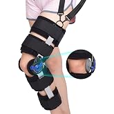 Tairibousy Hinged ROM Knee Brace Post Op Knee Brace Adjustable Knee Immobilizer Support with Side Leg Stabilizers