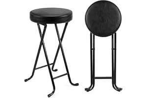 Puclekne Folding Stool,24 Inch Portable Folding Bar Stool Chair,Foldable Collapsible High Stools with Handle for Adults Kitch