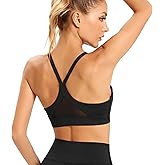 YUDESEN Sports Bra for Women,Y Cross Back Padded Strappy Sports Bras Medium Support Workout Yoga Bra with Removable Cups