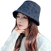 Women Winter Suede Bucket Hat Double-Side-Wear Reversible Fisherman Hat Faux Fur Teddy Style Warm Hat Lambskin Outdoor Cap