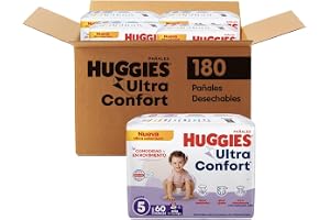 HUGGIES UltraConfort Pañal Desechable para Bebé, Etapa 5 Niña, Paquete con 180 Piezas, Ideal para niñas de 11 a 14.5kg