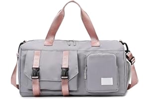 Travel Duffel Bag Weekend Overnight Bag Sports Gym Camping Luggage Bag, Grey