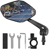 Bike Mirror Handlebar Mount, HD Wide Rear View Bicycle Mirrors for Handlebars with Scratch Resistant Glass, 360°Adjustable Bike Rear View Mirror for Scooter, Motorcycle, Bikes (HD Lens: Left)