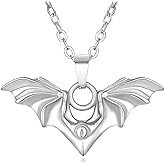 Yonhon Bat Wing Necklace Stainless Steel Gothic Bat Pendant for Women