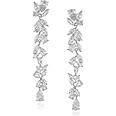 Yanstar Wedding Earrings for Brides, Cubic Zirconia Bridal Drop Dangle Earrings for Women, Long Crystal Chandelier Earrings for Bride and Bridesmaid