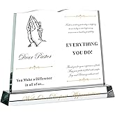 JOASURA Pastor Appreciation Gifts-Book Shaped Crystal Plaque, 7 x 5.7 Inch Decorations Plaques for Pastor's Day Church Clergy Keepsakes, Thank You for Christianity Pastores Best Ideas Gift