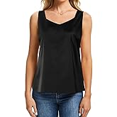 CAPE CLIQUE Silk Satin Tank Tops for Women V Neck Sleeveless Camisole 2025 Summer Basic Blouses Work Outfits Shirts Black