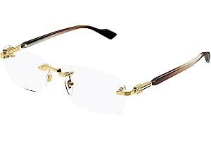 Gucci GG1221O 002 Gold Rectangular Men's Eyeglasses