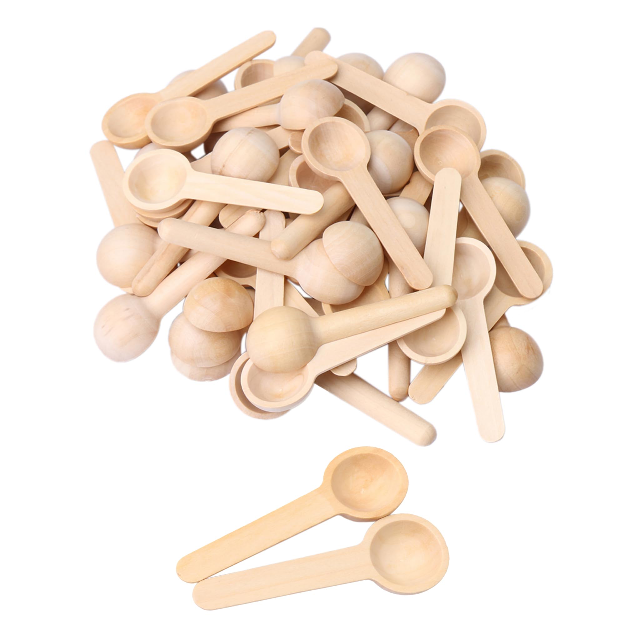 50PCS Wooden Serving Spoons Condiments Salt Spoons Scoopes Salt Seasoning Honey Coffee Handmade Spoons
