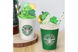 AKEROCK St Patricks Day Decorations, 2 PCS Cups Filled with Artificial Cream for Table, Tiered Tray, Kitchen Coffee Bar - Saint Patricks Day Decorations for Home